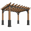 Pergola ogrodowa 300 x 300 x 250 cm z drewna i metalu brązowo-czarna klasyczna konstrukcja zacieniająca