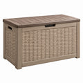 Skrzynia ogrodowa 78 x 44 x 55 cm z tworzywa sztucznego taupe pleciona do przechowywania